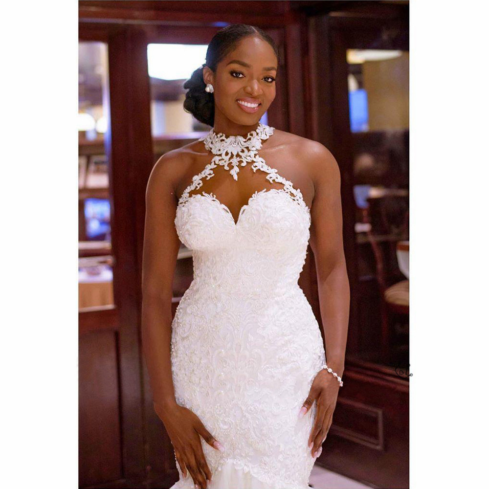 2025 Arabic Aso Ebi Vintage Lace Beaded Wedding Dress Sheer Neck Mermaid Bridal Dresses Sexy Cheap Wedding Gowns