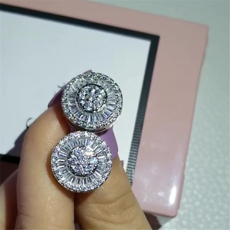 2022 Top Sell Stud Earrings Luxury Jewelry 925 Sterling Silver T Princess Cut White Topaz CZ Diamond Gemstones Promise Party Women 18k White Gold Earr