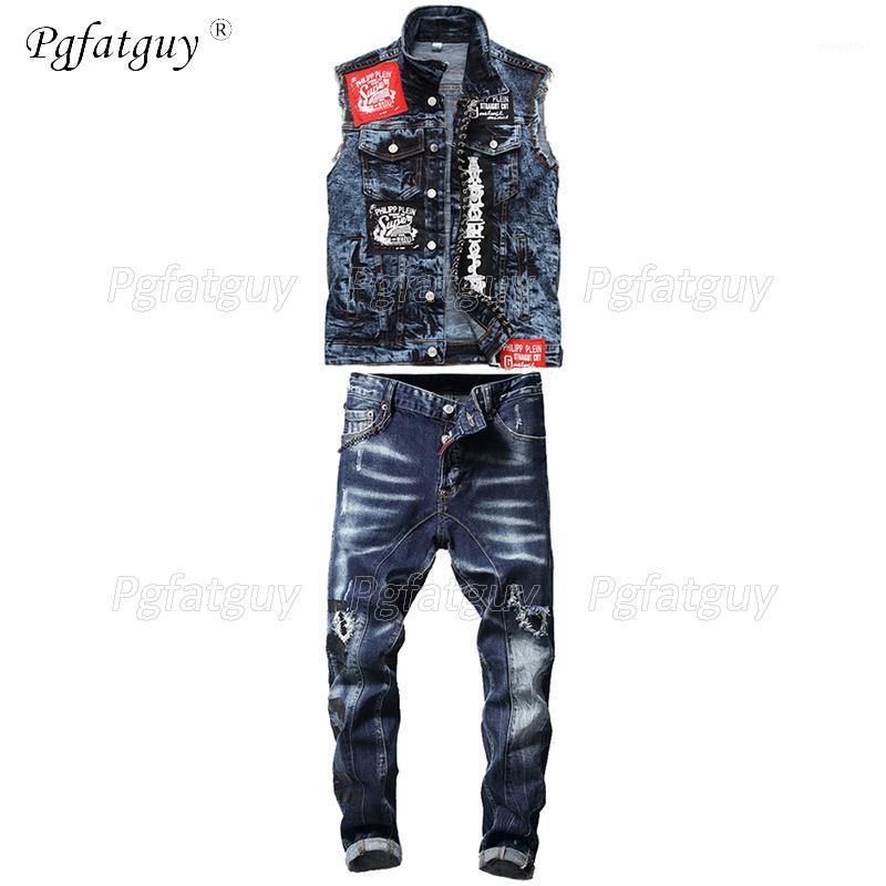 Men's Tracksuits Stretch Sets Fashion Casual Print Patch Denim Vest And Jeans Two Piece Set For Men Style Streetwear Male Clothing
Men's Tracksuits Stretch Sets Fashion Casual Print Patch Denim Vest And Jeans Two Piece Set For Men Style Streetwear Male Clothing