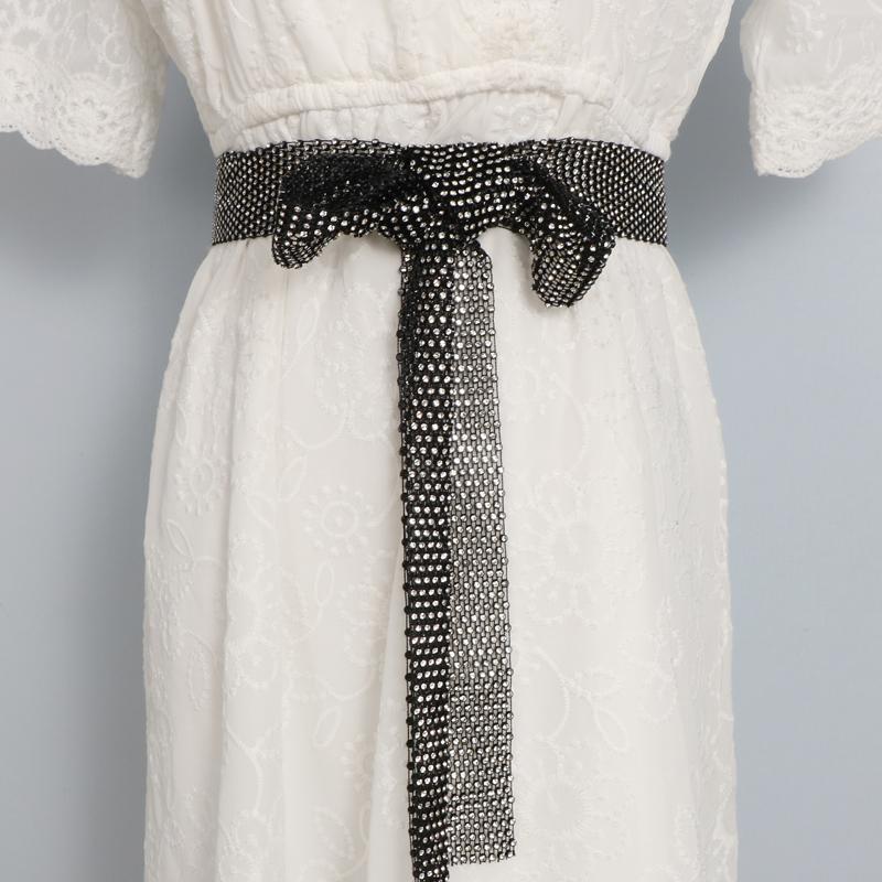Belts Black Bling Grid Waist Belt Punk Style Rhinestone Necktie Tie Waistband Multi-functional European Ladies Self-tie Bow Long
Belts Black Bling Grid Waist Belt Punk Style Rhinestone Necktie Tie Waistband Multi-functional European Ladies Self-tie Bow Long