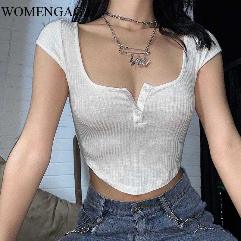 WOMENGAGA Fashion Summer Short Sleeve O-collar Slim-fit Navel Bottoming Solid Color T-shirt For Top VBCP 210603, White
WOMENGAGA Fashion Summer Short Sleeve O-collar Slim-fit Navel Bottoming Solid Color T-shirt For Top VBCP 210603, White