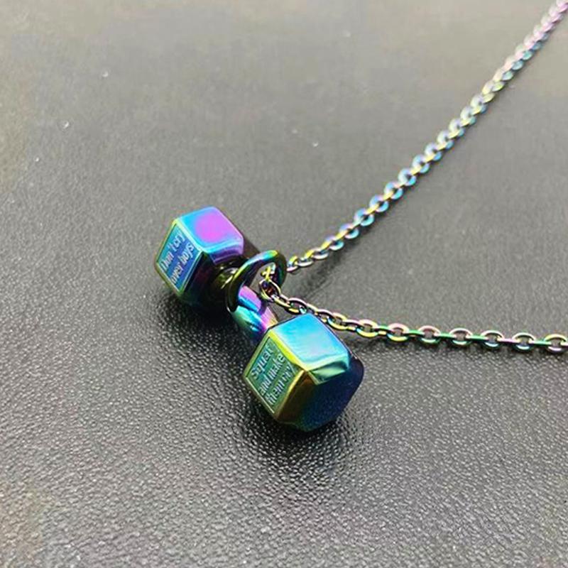 Pendant Necklaces Dumbbell Necklace Men Stainless Steel Fitness Multicolor Chain Gifts Male Accessories Sports Jewelry
Pendant Necklaces Dumbbell Necklace Men Stainless Steel Fitness Multicolor Chain Gifts Male Accessories Sports Jewelry