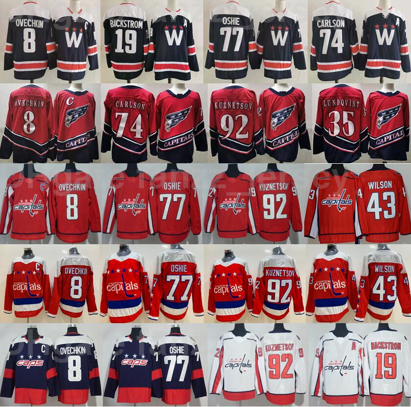Washington Capitals Jersey Ice Hockey 8 Alex Ovechkin 19 Nicklas Backstrom 43 Tom Wilson 77 TJ Oshie 92 Evgeny Kuznetsov 74 John Carlson, Navy blue
Washington Capitals Jersey Ice Hockey 8 Alex Ovechkin 19 Nicklas Backstrom 43 Tom Wilson 77 TJ Oshie 92 Evgeny Kuznetsov 74 John Carlson, Navy blue