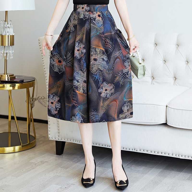 Floral Print Wide Leg Pants Women Summer Boho Loose Calf-Length Trousers Korean High Waist 211115