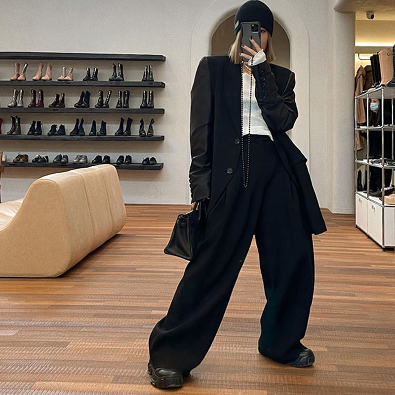 Straight Wide Leg Pants For Women High Waist Casual Loose Minimalist Joker Solid Trouser Female Fashion 210521