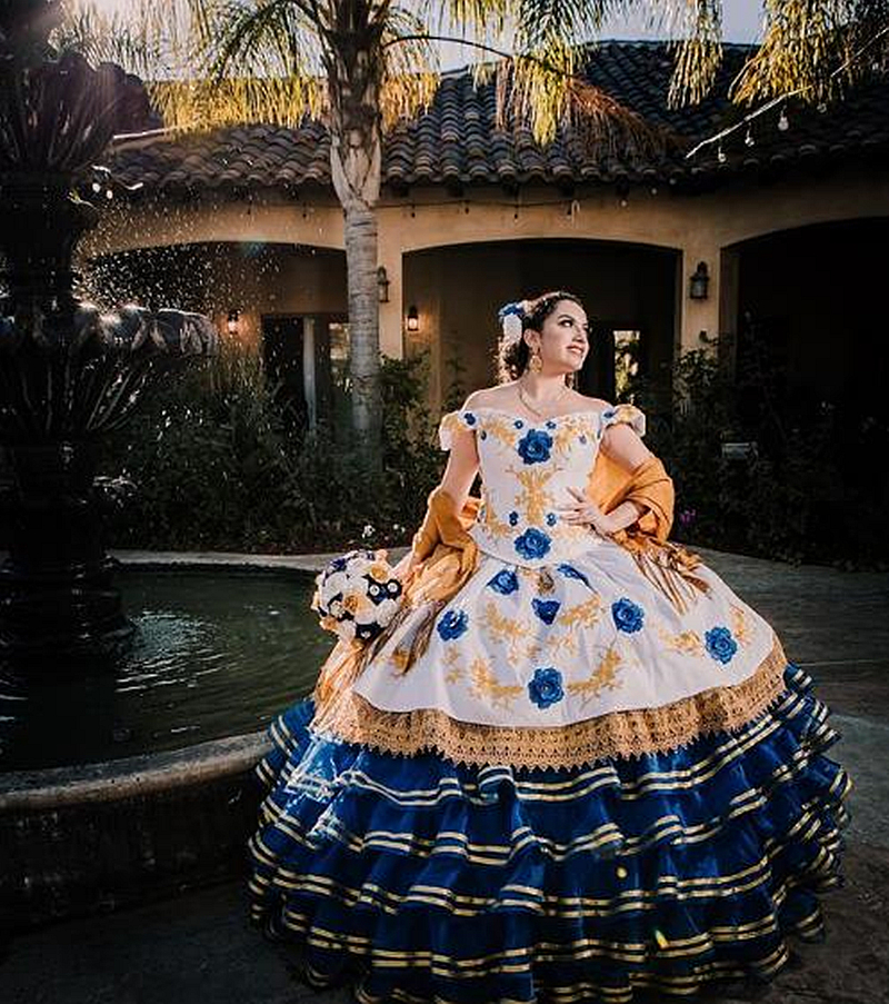 Traditional Mexico Charro Quinceanera Dresses Embroidered Floral Lace Off The Shoulder Satin Ball Gown Long Tiered Vestidos De Xv Años 15 Sweet 16 Dre