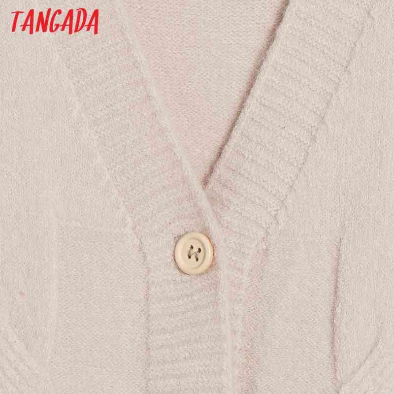 Women Vintage Basic Twist Oversized Knitted Vest V Neck Sweater Sleeveless Female Waistcoat Tops 6H13 210416