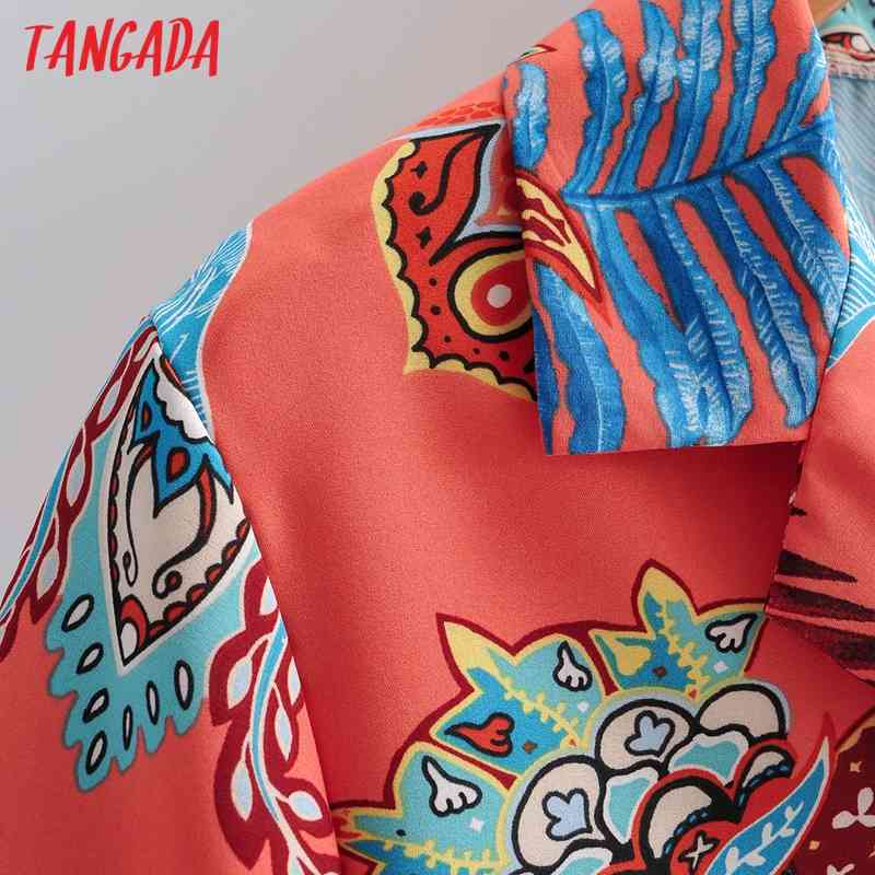 Women Retro Leaf Print Chiffon Shirt Summer Blouse Short Sleeve Chic Female Tops 1F138 210416