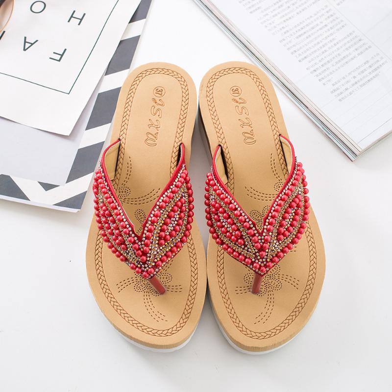 Slippers 36-42 Plus Size Fashion Beading Diamond Platform Beach Shoes Women Summer Flip Flops Flat Sandals A523, Beige
Slippers 36-42 Plus Size Fashion Beading Diamond Platform Beach Shoes Women Summer Flip Flops Flat Sandals A523, Beige