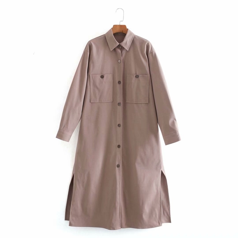Casual Spring Autumn Cotton Midi Shirt Dress Women Long Sleeves Pockets Single Breasted Solid Color Street NX9858 210525, Khaki
Casual Spring Autumn Cotton Midi Shirt Dress Women Long Sleeves Pockets Single Breasted Solid Color Street NX9858 210525, Khaki