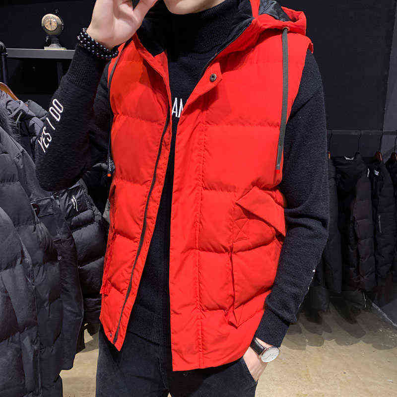 Plus Size Men's Winter Vest Jacket Sleeveless Clothing Hooded Windbreaker Warm Waistcoat Fleece Vest Men Coats 8XL 211111