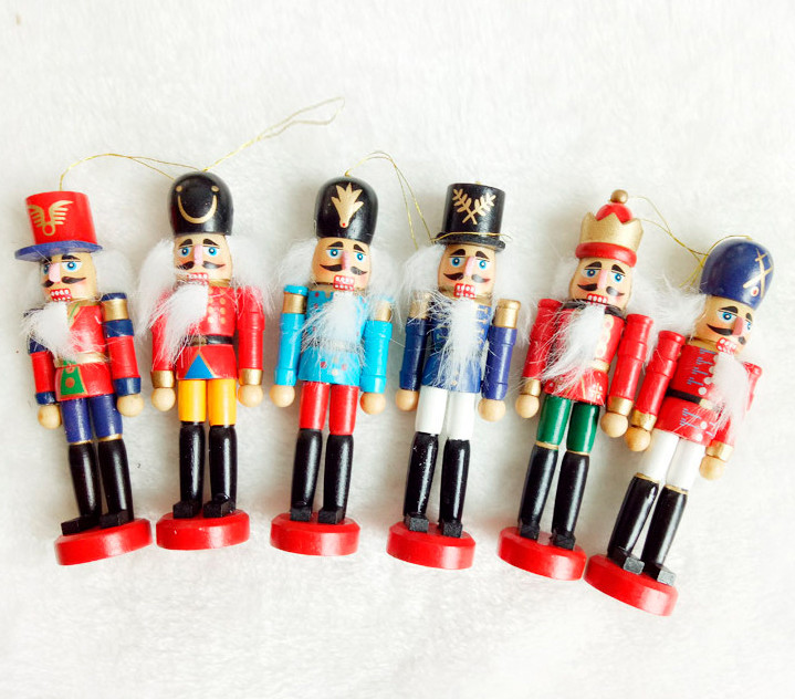 1 set of the latest model = 6 Christmas decorations, Nutcracker, Wooden Puppets, 12CM Tin Soldier Free shipping
