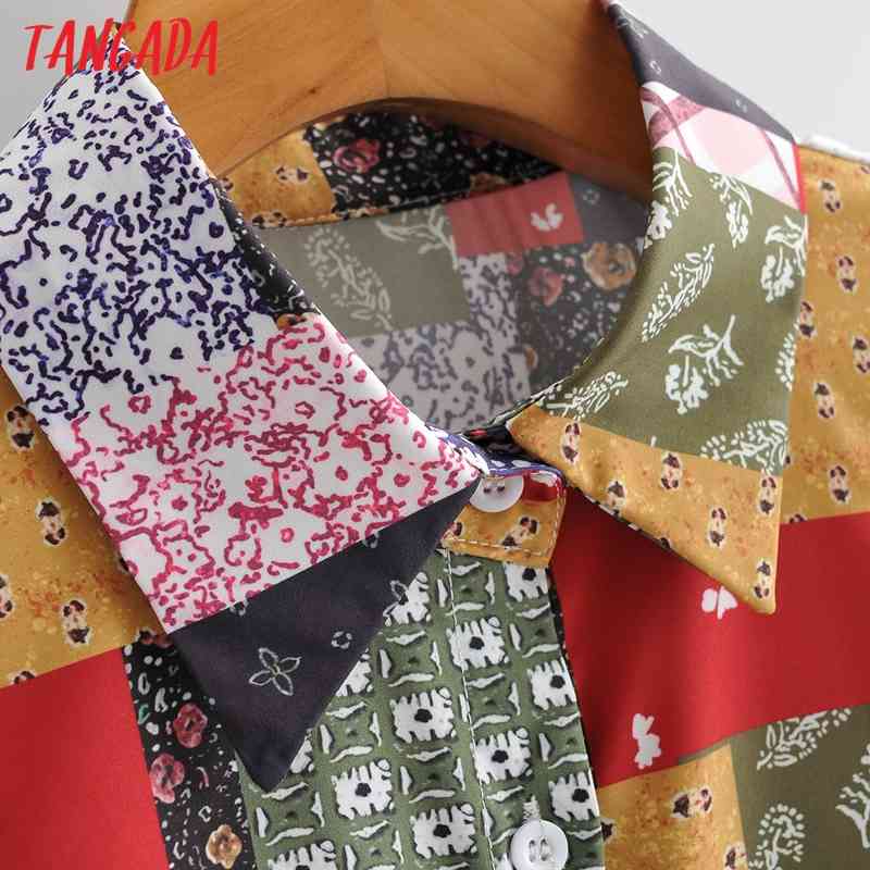 Women Block Print Blouse Long Sleeve Chic Female Casual Lady Shirt Blusas Femininas 1F111 210416