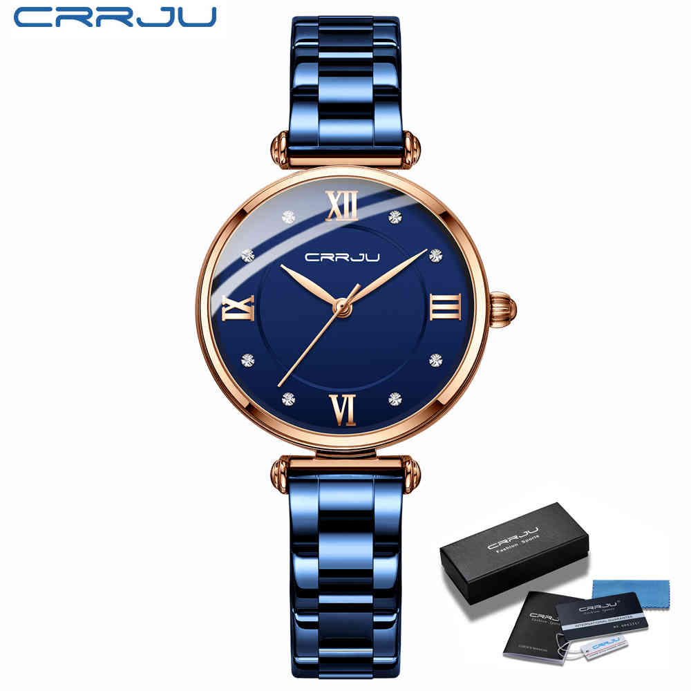 Women Watch CRRJU Fashion Luxury Blue Watch for Women Casual Waterproof Quartz Ladies Stainless Steel Watch relogio feminino 210517, Silver white
Women Watch CRRJU Fashion Luxury Blue Watch for Women Casual Waterproof Quartz Ladies Stainless Steel Watch relogio feminino 210517, Silver white