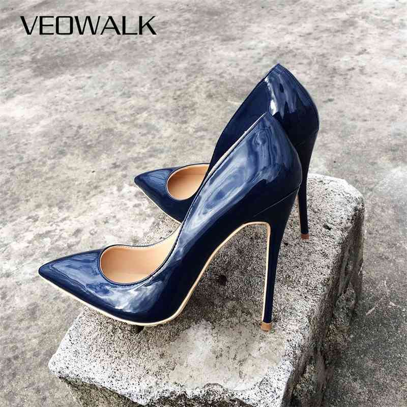 Veowalk Italian Style Women Pointed Toe High Heels Gloss Patent Leather Stilettos Ladies Solid Color Pumps Shoes Navy Blue 210409, 10cm heel
Veowalk Italian Style Women Pointed Toe High Heels Gloss Patent Leather Stilettos Ladies Solid Color Pumps Shoes Navy Blue 210409, 10cm heel