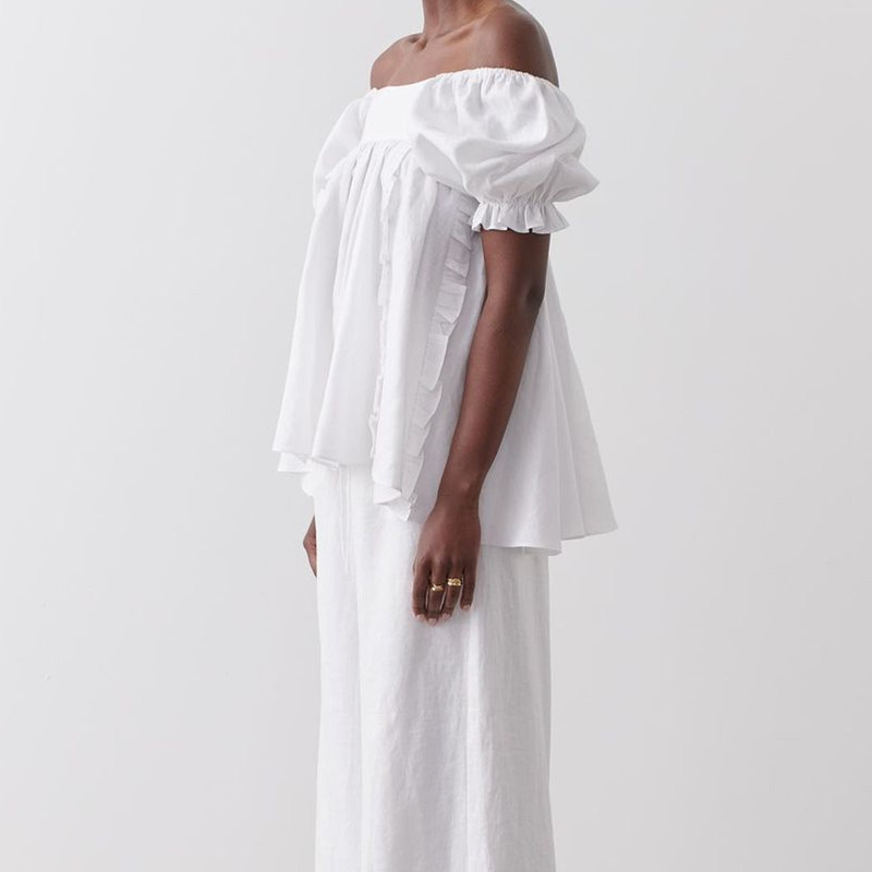 Nomikuma Cotton Linen Square Collar Blouse Shirt Sexy Bow Tie Backless Women Tops Spring Summer New Puff Sleeve Blusas 6G456 210427