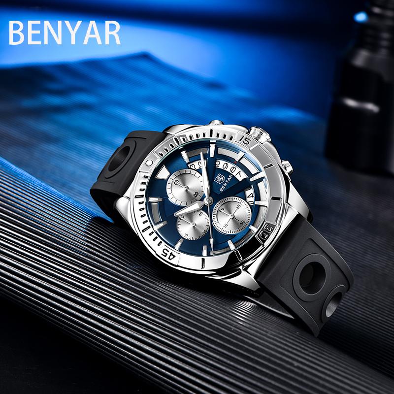 Wristwatches BENYAR Men's Watches Top 2022 Men Quartz Fashion Multifunctional Chronograph Clock Relogio Masculino, Silicone blue
Wristwatches BENYAR Men's Watches Top 2022 Men Quartz Fashion Multifunctional Chronograph Clock Relogio Masculino, Silicone blue