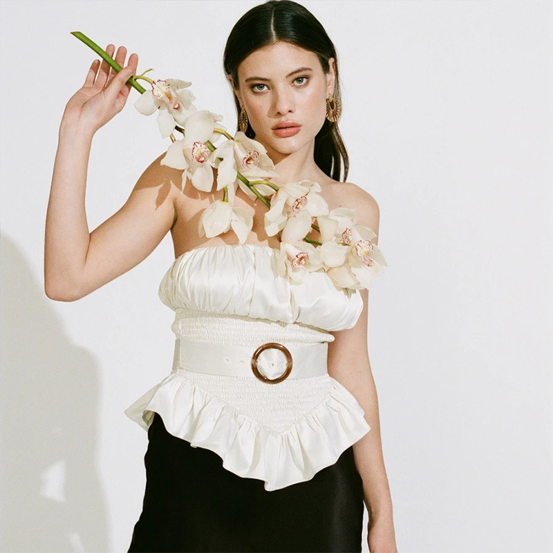 Paris Girl Summer Solid Color Pleated Ruffles Short Tops Strapless Ring Sashes Sleeveless Slim Sexy Vest Fashion 210524, White
Paris Girl Summer Solid Color Pleated Ruffles Short Tops Strapless Ring Sashes Sleeveless Slim Sexy Vest Fashion 210524, White