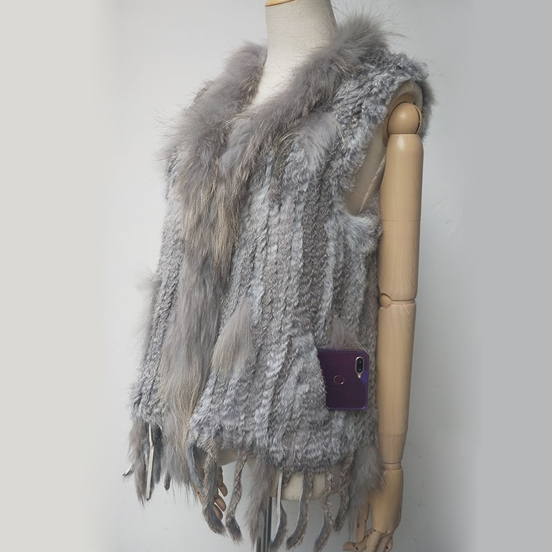 2021 Fashion Real Rabbit Fur Vest Women Knitted Sleevless Fur Vests With Real Raccoon Fur Trimming Ladies Tassel Gilets Femme, Normal no pocket
2021 Fashion Real Rabbit Fur Vest Women Knitted Sleevless Fur Vests With Real Raccoon Fur Trimming Ladies Tassel Gilets Femme, Normal no pocket