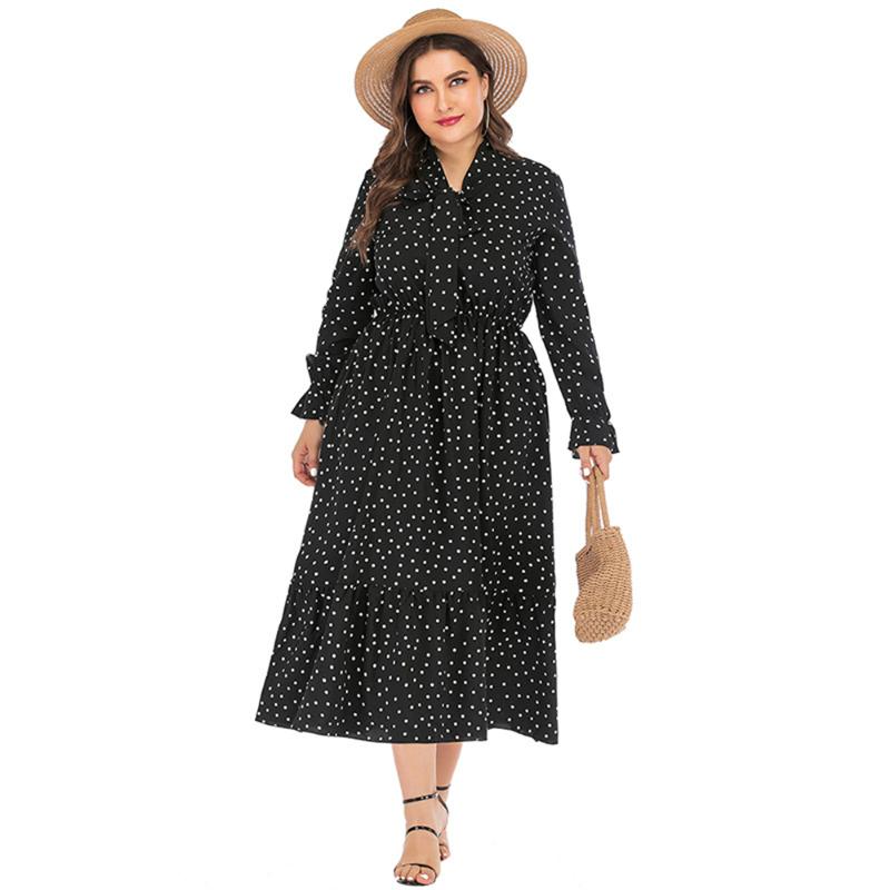 Plus Size Dresses Women Dress Black Polka Dot Printed Long Bow Tied V Neck Sleeve Bohemian Female Beach Maxi
Plus Size Dresses Women Dress Black Polka Dot Printed Long Bow Tied V Neck Sleeve Bohemian Female Beach Maxi
