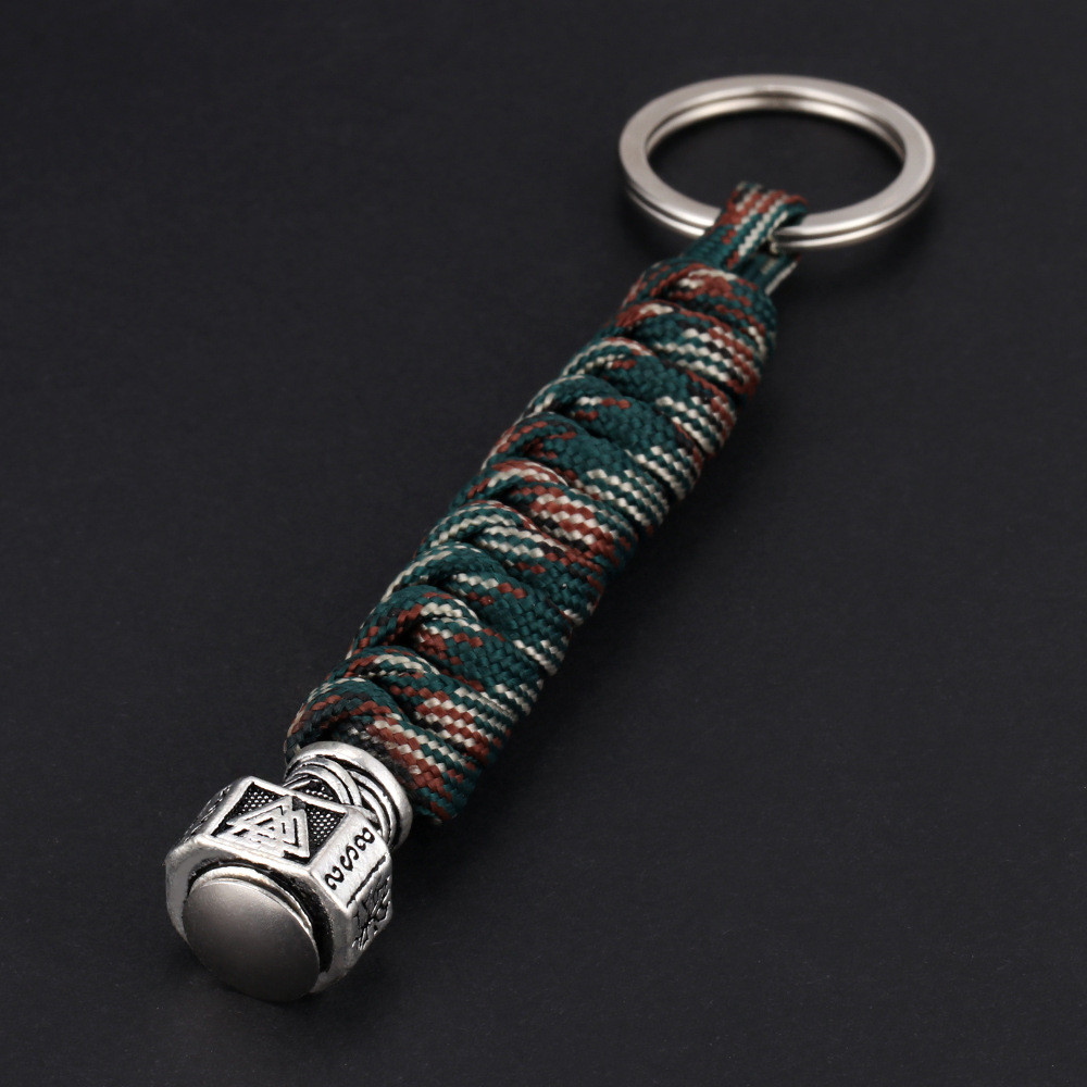 Fashion Vikings Rune Hand Woven Keychain Outdoor Camping Survival Rope Accessories Car Keyring Scandinavian Norse Male Jewelry