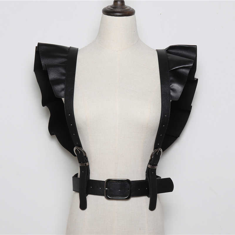 Pu Leather Black Buckle Ruffles Split Joint Wide Belt Personality Women New Fashion Tide All-match Spring 2021
Pu Leather Black Buckle Ruffles Split Joint Wide Belt Personality Women New Fashion Tide All-match Spring 2021