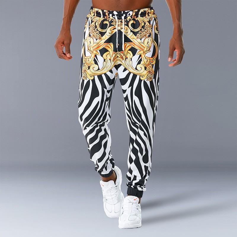 Gold Luxury Designer Mens Trousers Are Unusual Stylish Jogging Pants Loose Hiphop Streetwear Sweatpants Pantalon Ethnic Men's