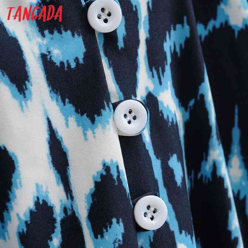 Summer Women Blue Leopard Halter with Belt Sleeveless Ladies Mini Dress Vestidos 1F93 210416