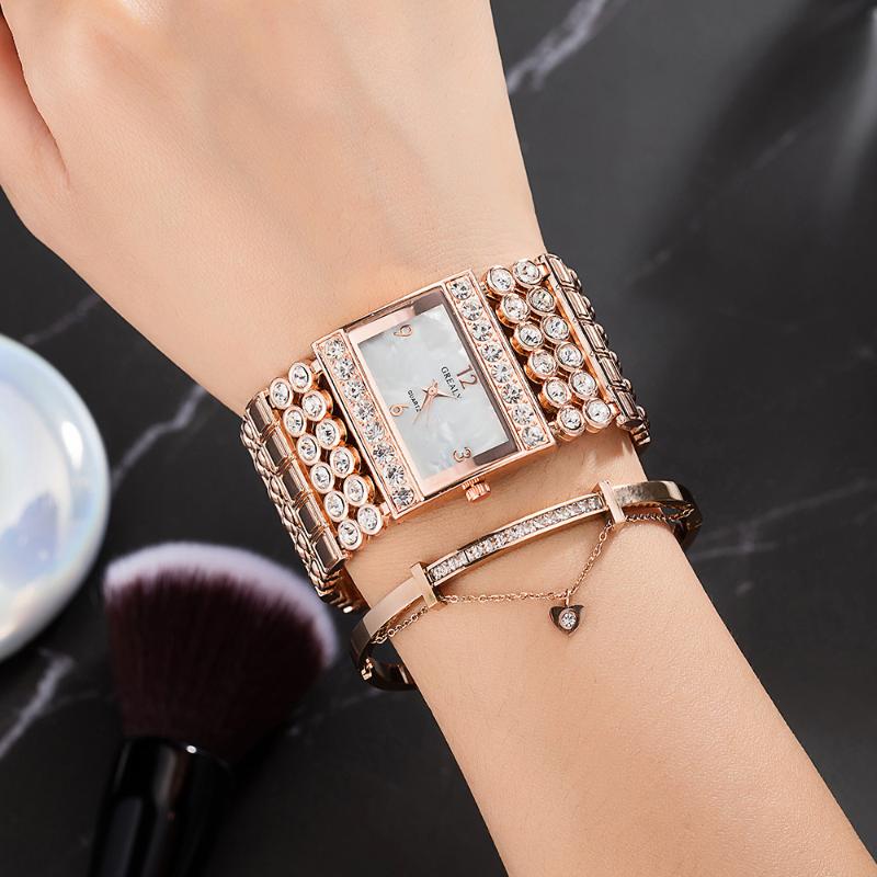 Wristwatches 2022 Simple Square Watch Broadband Diamond Ladies Waterproof Exquisite Peach Heart Bracelet Combination, Gold
Wristwatches 2022 Simple Square Watch Broadband Diamond Ladies Waterproof Exquisite Peach Heart Bracelet Combination, Gold
