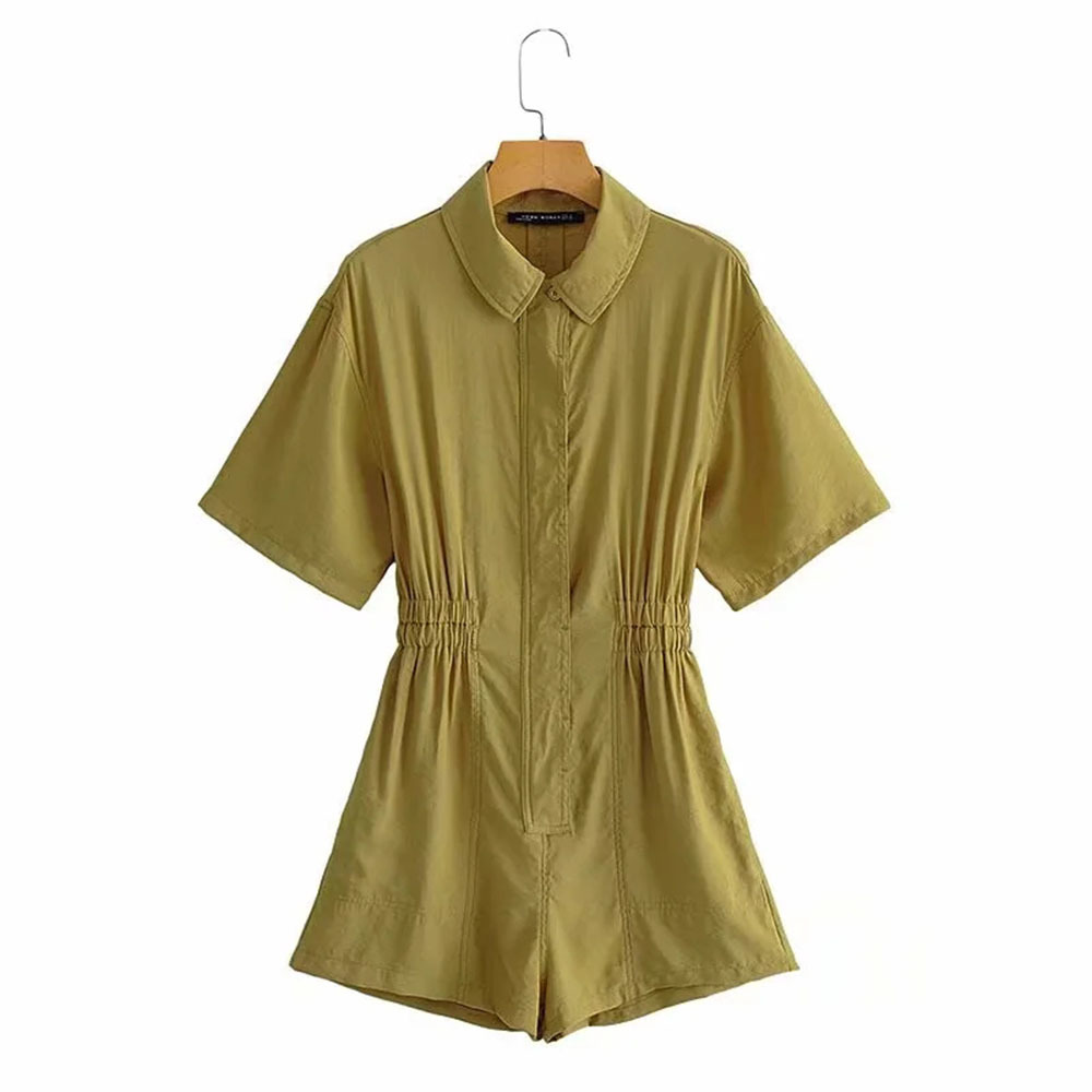 BBWM Women Vintage Turn Down Collar Short Sleeve Shirt Playsuits Femme Chic Elastic Waist Casual Slim Vestido 210520, As picture
BBWM Women Vintage Turn Down Collar Short Sleeve Shirt Playsuits Femme Chic Elastic Waist Casual Slim Vestido 210520, As picture
