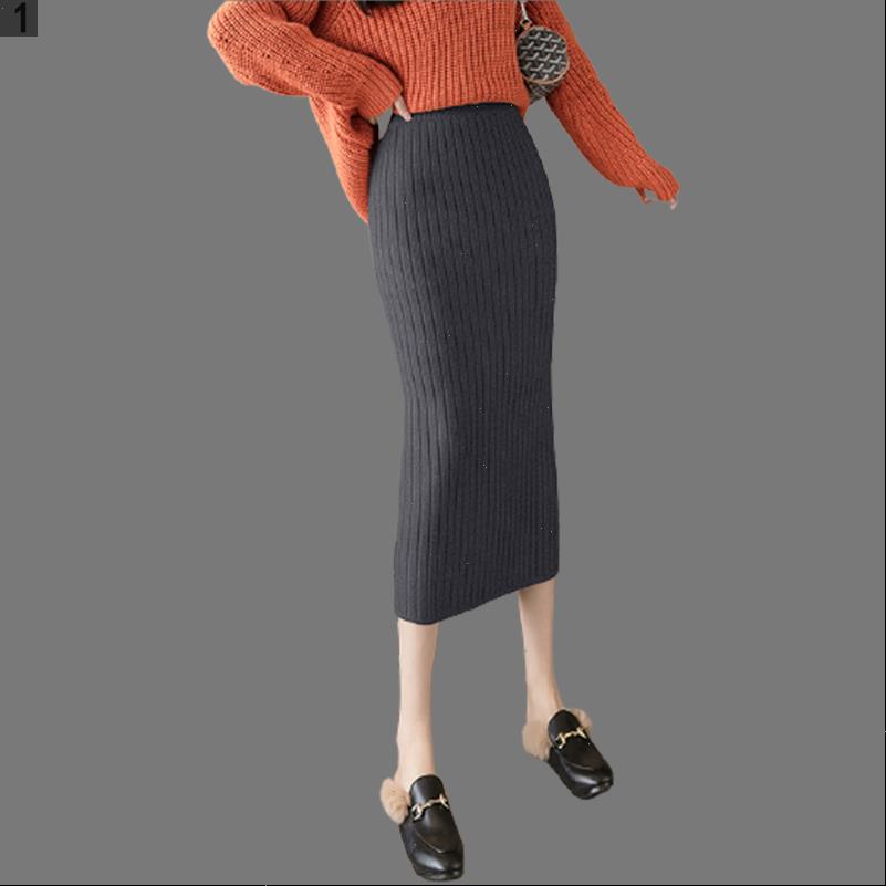 thick knitted half length Women Skirt solid color fork pit clause package hip long high waist straight 5 colour, Black 
thick knitted half length Women Skirt solid color fork pit clause package hip long high waist straight 5 colour, Black