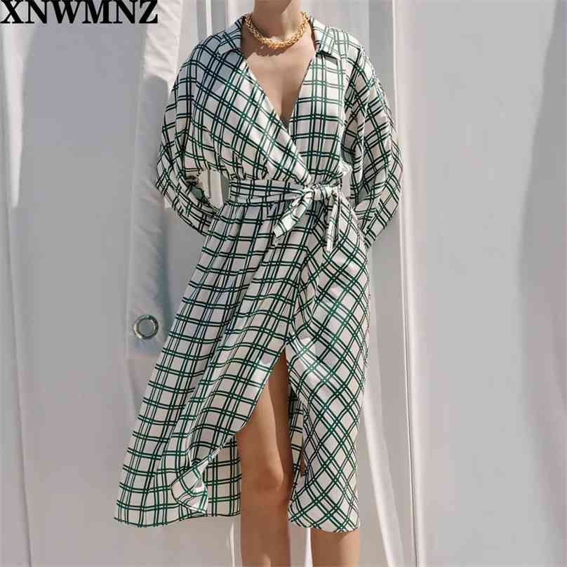 Women check print dress Midi V-neck long sleeves elasticated waist matching belt and a front slit at the hem 8168289 210520, Multi
Women check print dress Midi V-neck long sleeves elasticated waist matching belt and a front slit at the hem 8168289 210520, Multi
