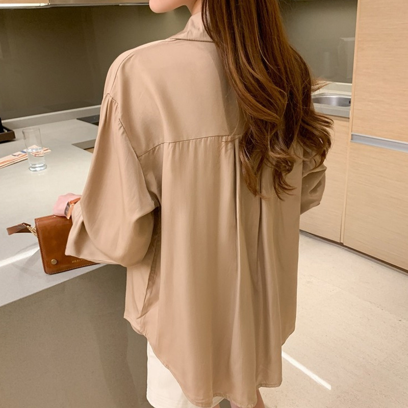 Autumn Black Long Sleeve Fashion Women Blouses Korean Office Lady Style POLO Collar Simple Woman's Shirts Blusas Mujer 10779 210508