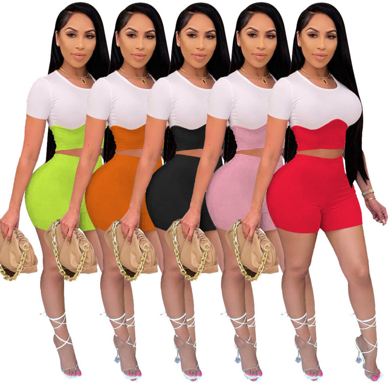 Women Two Pieces pants Designer Tracksuits Summer Colour Contrast Stitching Short Sleeve Shorts Casual Slim Vest Sportswear, White
Women Two Pieces pants Designer Tracksuits Summer Colour Contrast Stitching Short Sleeve Shorts Casual Slim Vest Sportswear, White