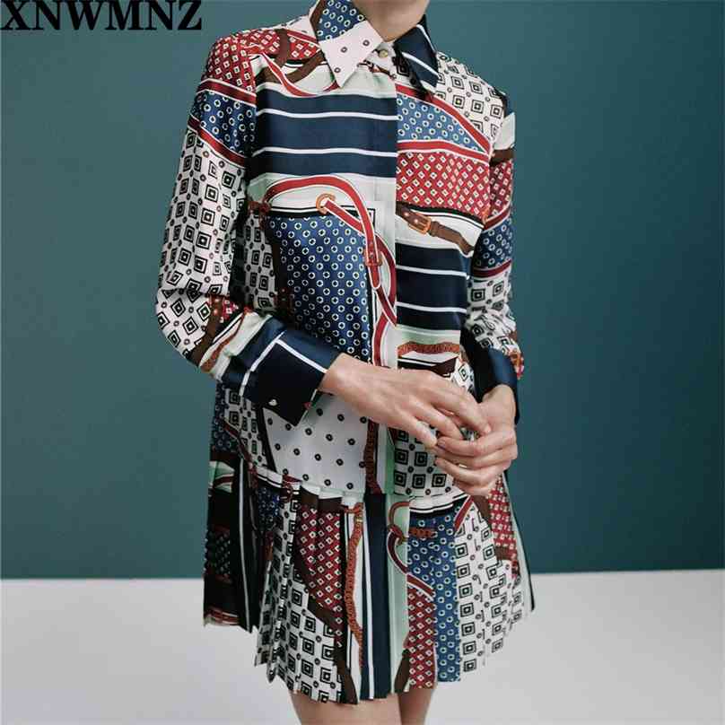 women Vintage pleated printed dress female casual cuffs long sleeves Collared mini dresses 210520, Multi
women Vintage pleated printed dress female casual cuffs long sleeves Collared mini dresses 210520, Multi