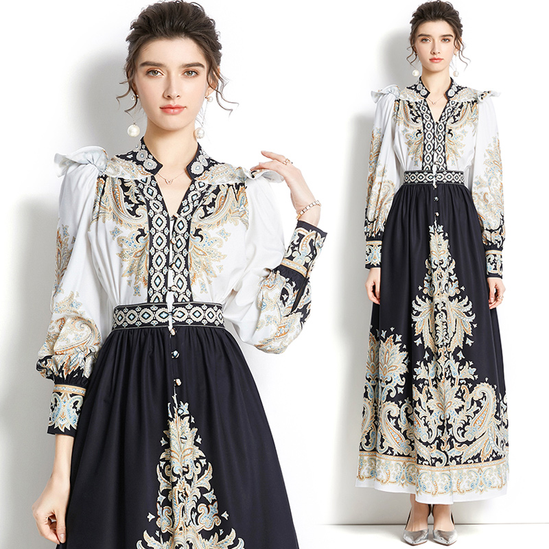 2022 Elegant Paisley Floral Maxi Dress Women Luxury Designer Lantern Sleeve V-Neck Button Shirt Dresses Spring Autumn Chic Office Lady Prom Slim A-Line Pleated Frock
2022 Elegant Paisley Floral Maxi Dress Women Luxury Designer Lantern Sleeve V-Neck Button Shirt Dresses Spring Autumn Chic Office Lady Prom Slim A-Line Pleated Frock