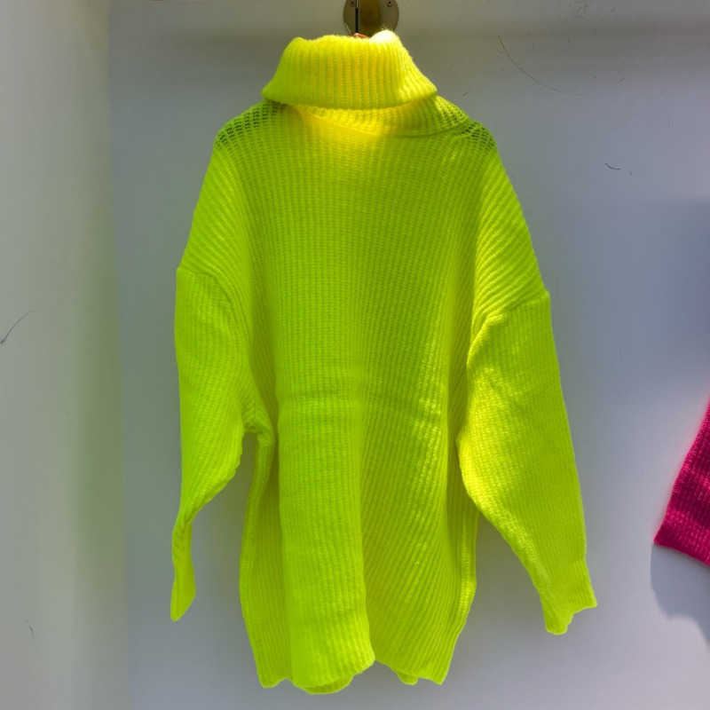 Women's Turtleneck Long Sleeve Solid Knitting Pullover Casual Sweater For Autumn Winter