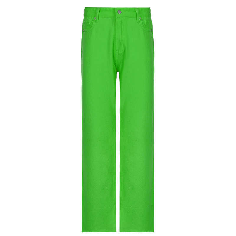 Stylish Straight Y2K Jeans For Girls Fashion High Waist Vintage Trouser Frmale Women's Denim Pants s Streetwear 210809