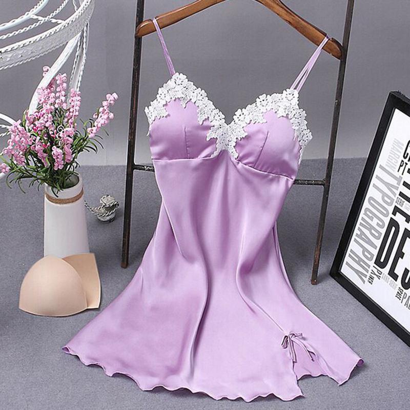 Lace Sleepshirts Women Summer Clothes Sleep Wear Sleeveless Lingerie Sleepwear Nightwear Robe Silk Dress Fashion Sexy Nightgown Women's