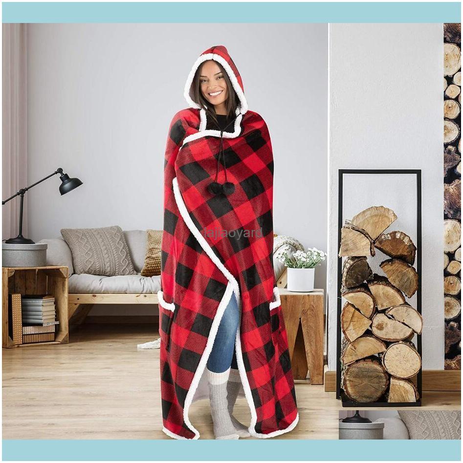 Textiles Home & Garden 52"X72" Lazy Blanket Mens Womens Designer Plaid Hooded Blankets Cape Warm Fleece Robe Cloak With Pompom 5Styles Thick
Textiles Home & Garden 52"X72" Lazy Blanket Mens Womens Designer Plaid Hooded Blankets Cape Warm Fleece Robe Cloak With Pompom 5Styles Thick