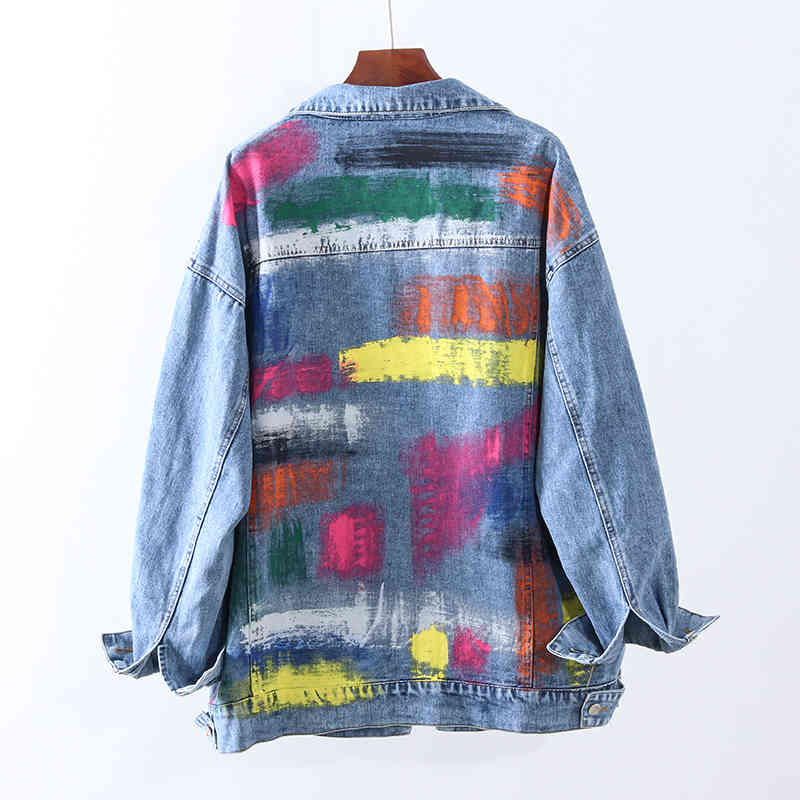 Women's Jackets Jeans female jacket autumn painted graffiti blue fashion denim streetwear loose pocket lapel women's coat jeans A0NY, 1# shoe box
Women's Jackets Jeans female jacket autumn painted graffiti blue fashion denim streetwear loose pocket lapel women's coat jeans A0NY, 1# shoe box