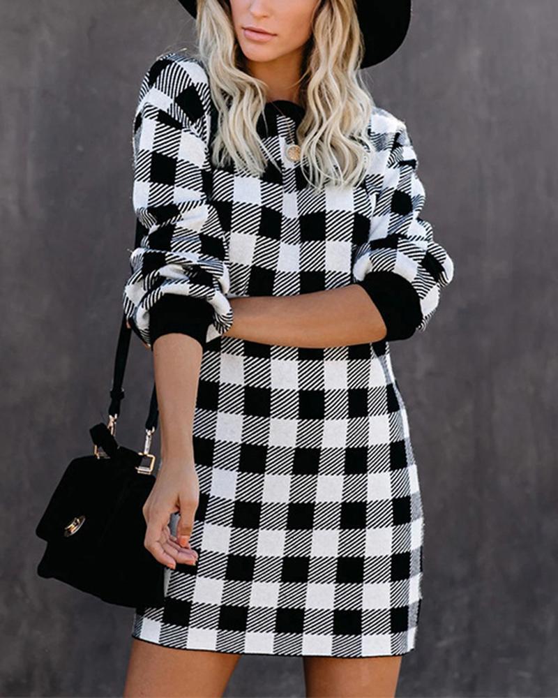 Spring Autumn Plaid Formal Work Women Dress Elegant Long Sleeve Mini Dress Ladies Casual Classic Clothes New Year Dress 210415
