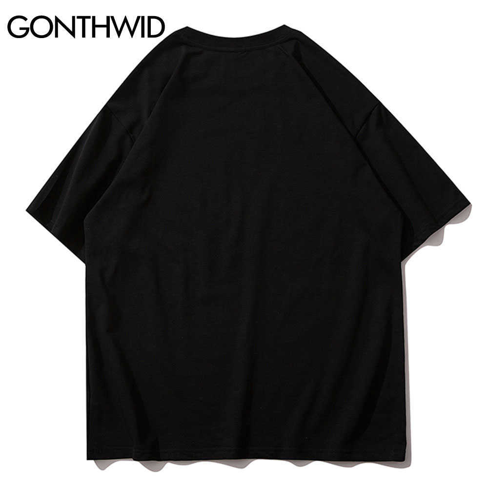 GONTHWID Tshirts Creative Fingerprint Print Short Sleeve Tees Shirts Streetwear Mens Summer Hip Hop Harajuku Casual Loose Tops 210629