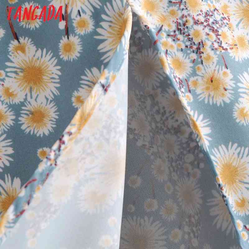 Summer Women Dots Print Midi Puff Short Sleeve Ladies Dress Vestidos 3A32 210416