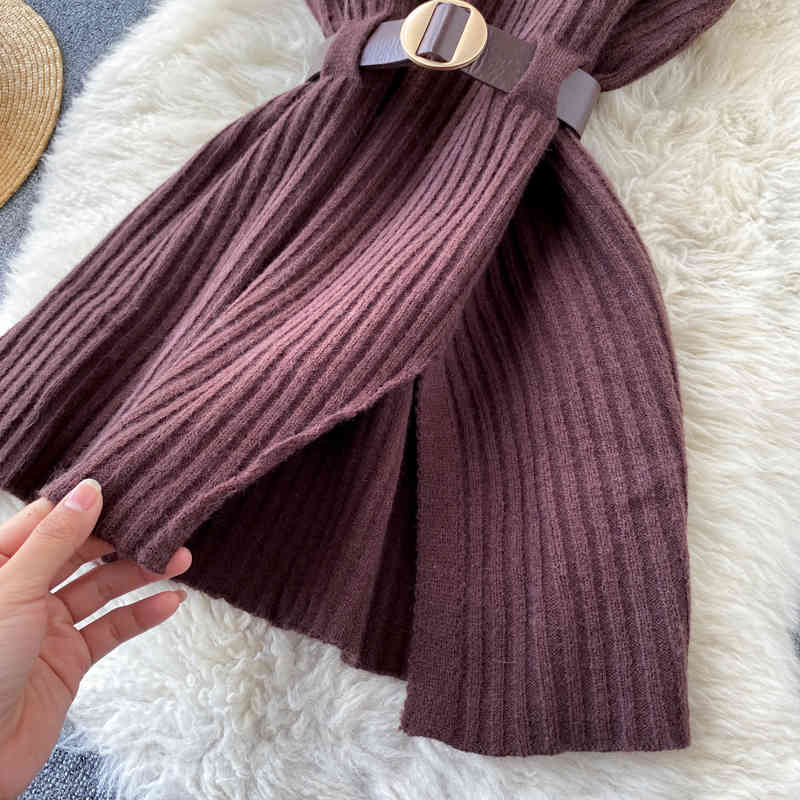 Nomikuma Women Elegant 2piece Suits Long Sleeve Causal Blouse Shirt + Belt Slim Waist O-neck Sweater Knitted Vest Sets 6D773 210427