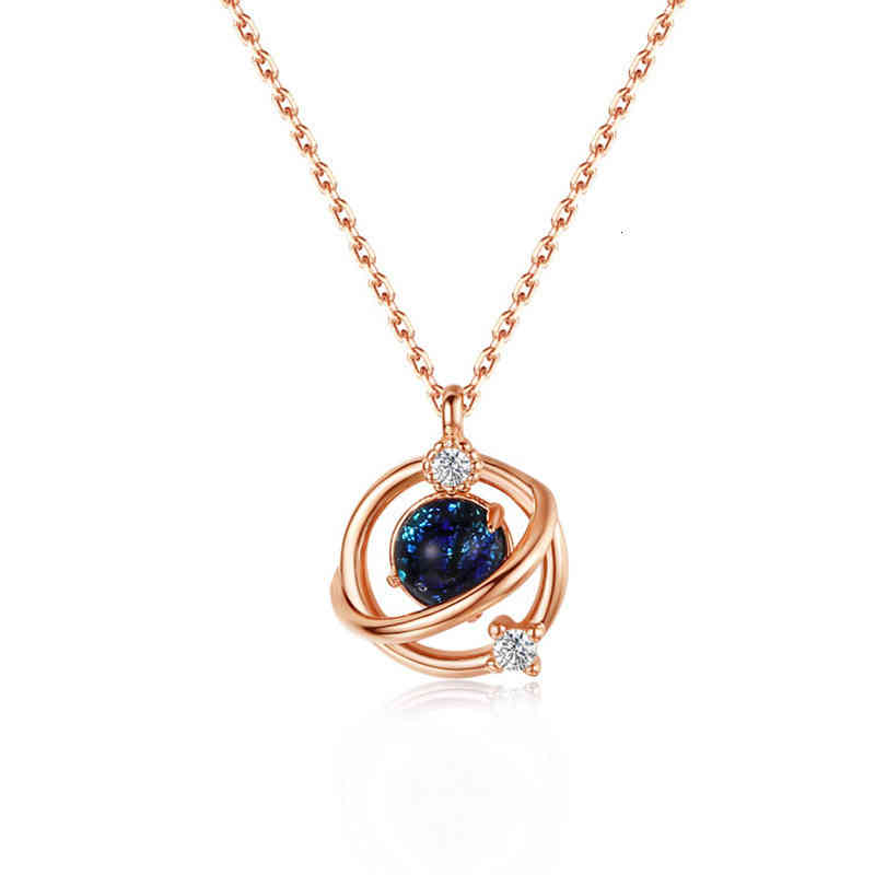 S925 Silver Dream Planet Necklace Female Japan and South Korea Personality Clavicle Chain Simple Temperament Rose Gold Pendant Fashion