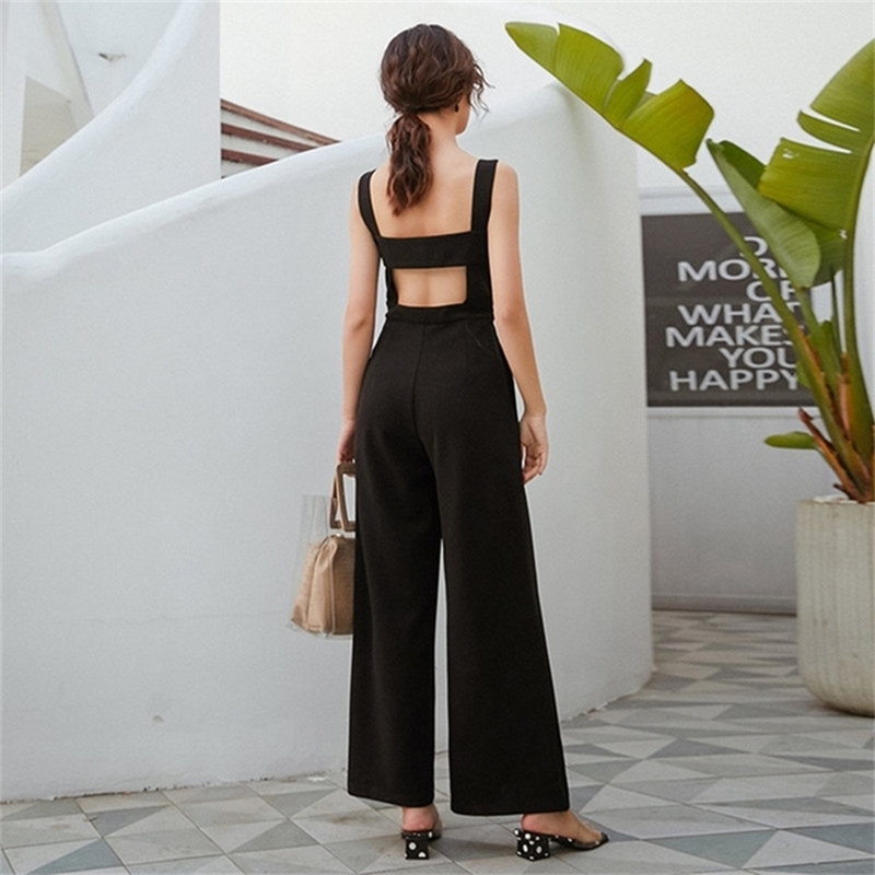Elegant Strap Jumpsuits Women Summer Sleeveless Casual Jump Suit Open Back Wide Leg Long Jumpsuit 210603, Black
Elegant Strap Jumpsuits Women Summer Sleeveless Casual Jump Suit Open Back Wide Leg Long Jumpsuit 210603, Black