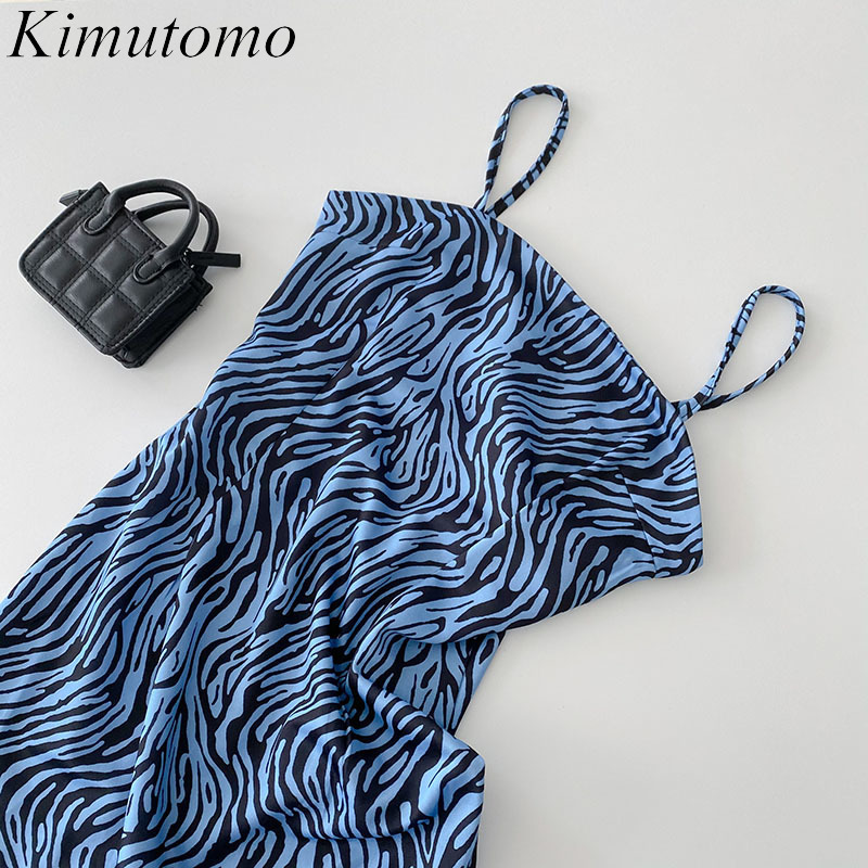 Kimutomo Chic Zebra Pattern Dress Women Korean Summer Elegant High Waist Slimming Spaghetti Strap Mini Vestidos Female 210521, Blue
Kimutomo Chic Zebra Pattern Dress Women Korean Summer Elegant High Waist Slimming Spaghetti Strap Mini Vestidos Female 210521, Blue