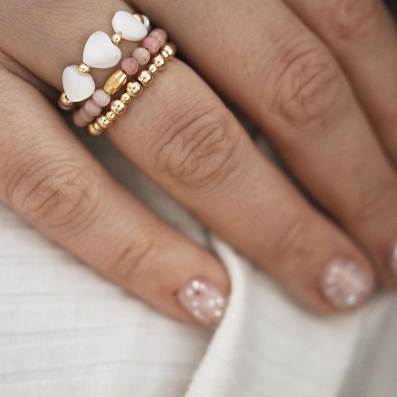 Cluster Rings Momiji Bohemian Natural Stone Ring Set Rhodochrosite Crystal Gold Stainless Steel Bead Elastic Rope Fashion Jewelry Gifts Wome 
Cluster Rings Momiji Bohemian Natural Stone Ring Set Rhodochrosite Crystal Gold Stainless Steel Bead Elastic Rope Fashion Jewelry Gifts Wome