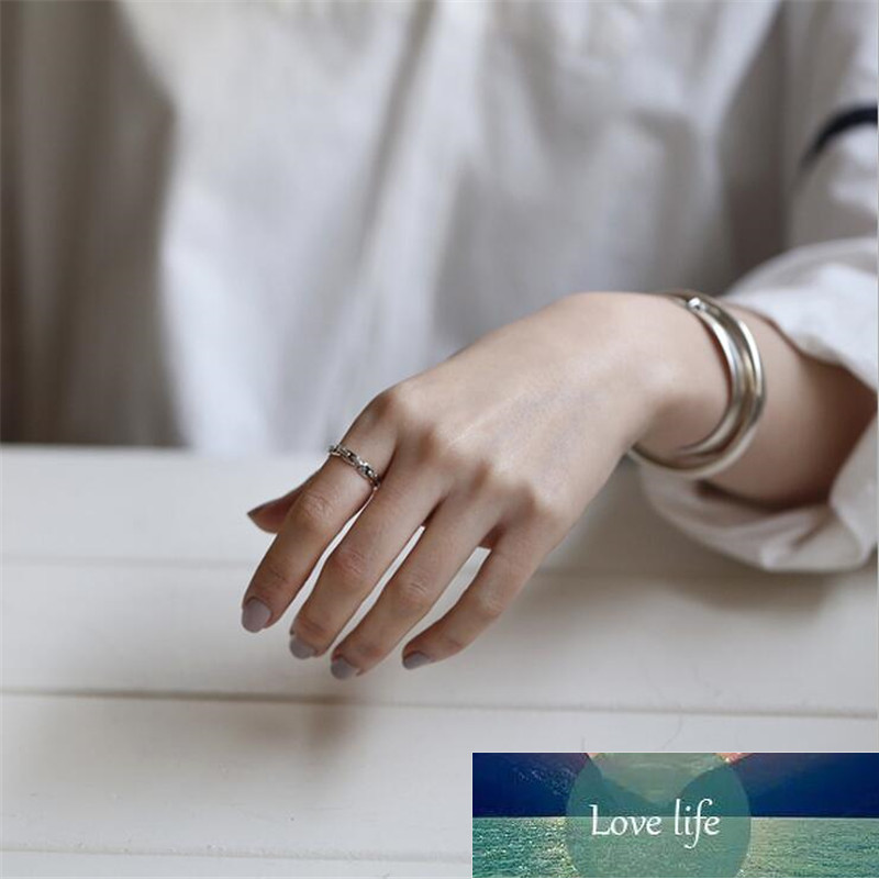 New Fashion Simple Personality Chain Shaped 925 Sterling Silver Not Allergic Hollow Fine Chain Adjustable Opening Rings R173 Factory price expert desi